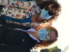 My sisters arrive to help me escape.  No, they didn't need to wear mask, but they are crazy.